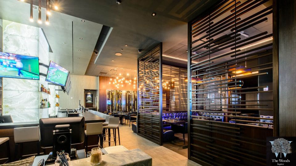 Elegant Restaurant in Florida with a Modern Wine Storage Room 